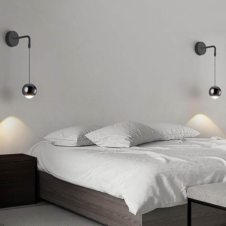 Modern Minimalist Round Ball Aluminum Glass LED Wall Sconce Lamp For Bedroom