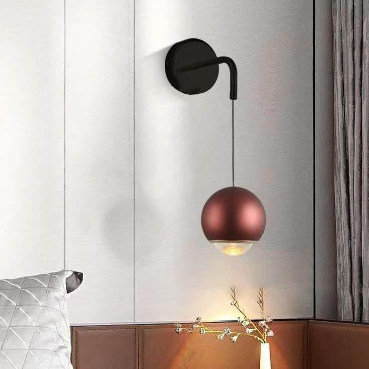 Modern Minimalist Round Ball Aluminum Glass LED Wall Sconce Lamp For Bedroom