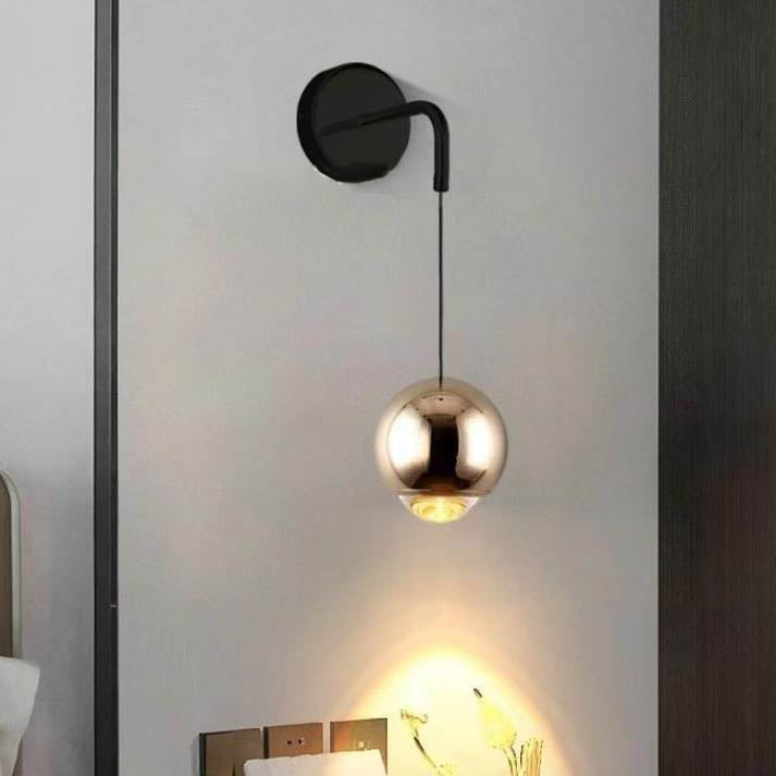Modern Minimalist Round Ball Aluminum Glass LED Wall Sconce Lamp For Bedroom