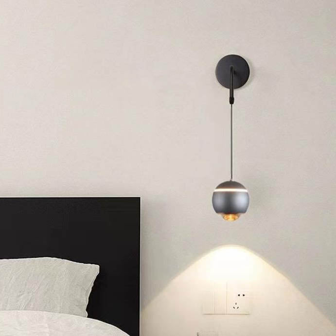 Modern Minimalist Round Ball Aluminum Glass LED Wall Sconce Lamp For Bedroom