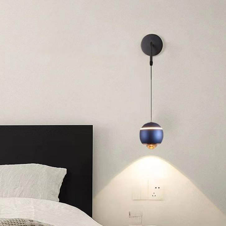 Modern Minimalist Round Ball Aluminum Glass LED Wall Sconce Lamp For Bedroom