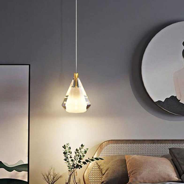 Contemporary Nordic Crystal Drop1-Light Pendant Light For Bedroom