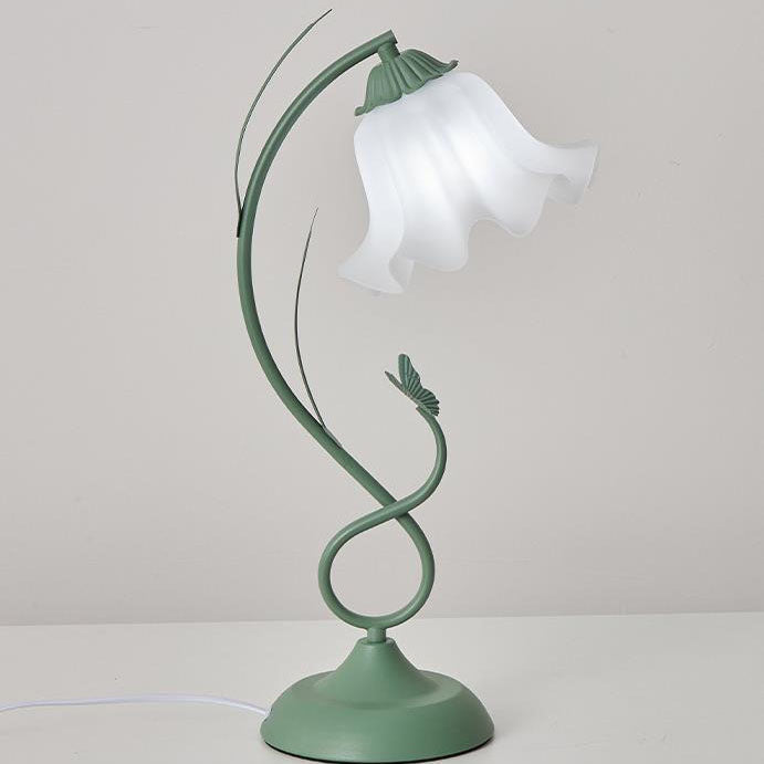 Contemporary Creative Wrought Iron Acrylic Flower 1-Light Table Lamp For Bedroom