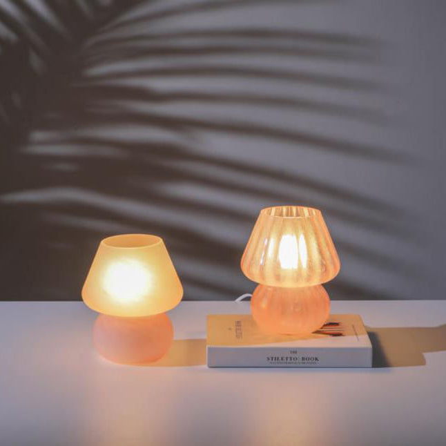 Modern Simplicity Glass Mushroom 1-Light Table Lamp For Bedroom