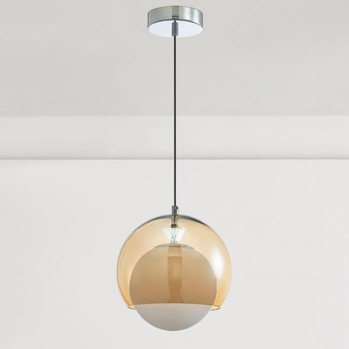 Contemporary Retro Round Ball Iron Glass 1-Light Pendant Light For Living Room