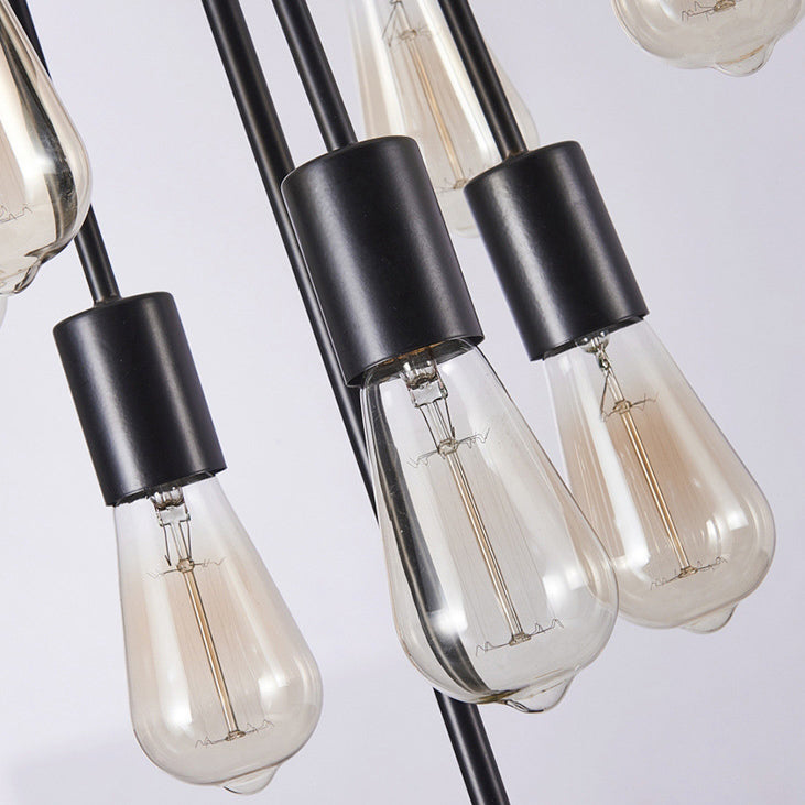 Traditional Vintage Iron Branch Glass Shade 16/22-Light Chandelier For Living Room