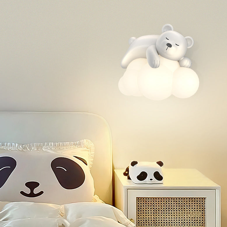 Contemporary Nordic Kids Resin PE Bear Rabbit LED Wall Sconce Lamp For Bedroom