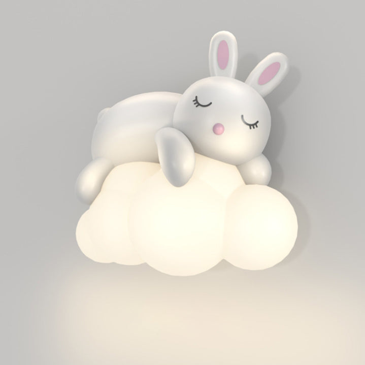 Contemporary Nordic Kids Resin PE Bear Rabbit LED Wall Sconce Lamp For Bedroom