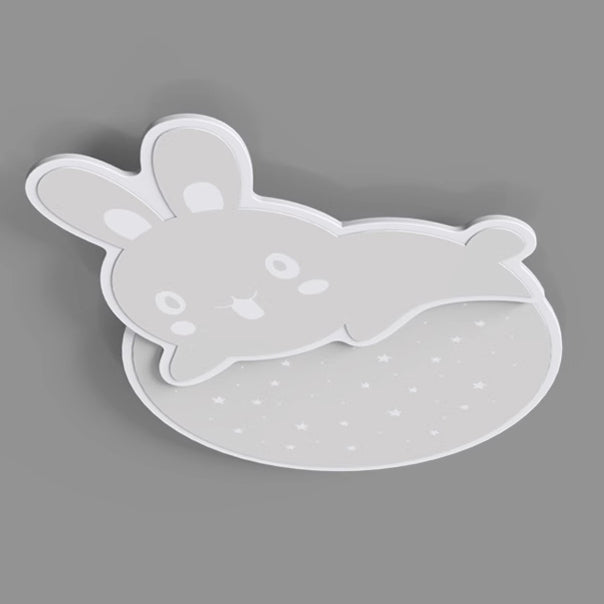 Modern Art Deco Snail Panda Rabbit Round Acrylic Iron LED Flush Mount Ceiling Light For Bedroom