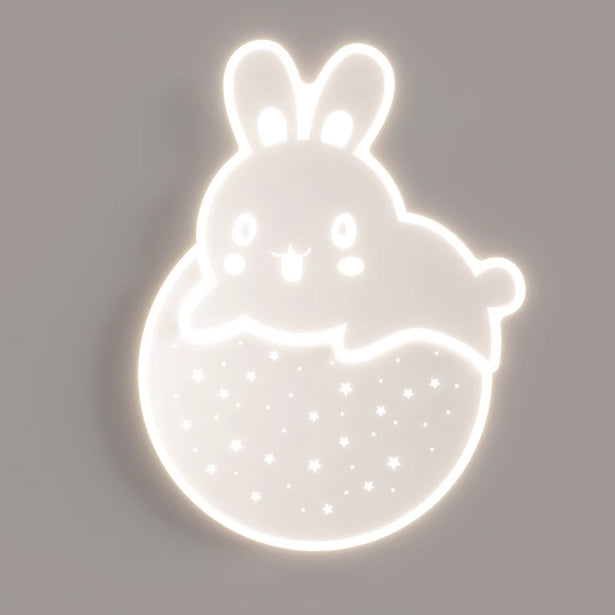 Modern Art Deco Snail Panda Rabbit Round Acrylic Iron LED Flush Mount Ceiling Light For Bedroom