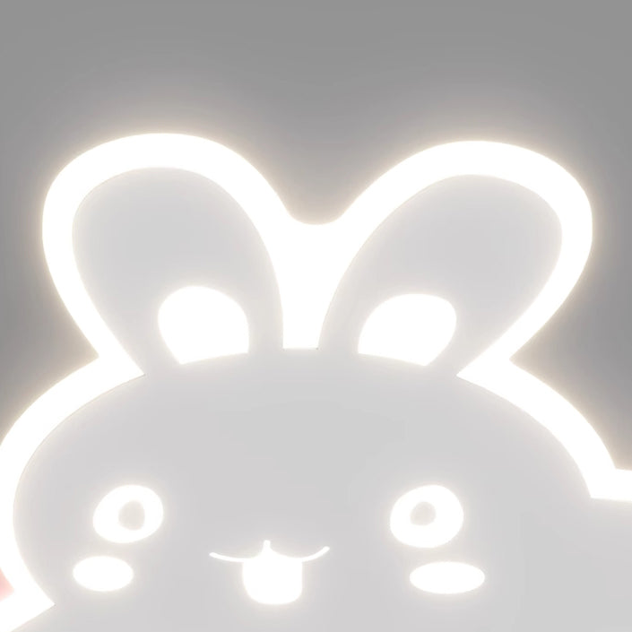 Modern Art Deco Snail Panda Rabbit Round Acrylic Iron LED Flush Mount Ceiling Light For Bedroom