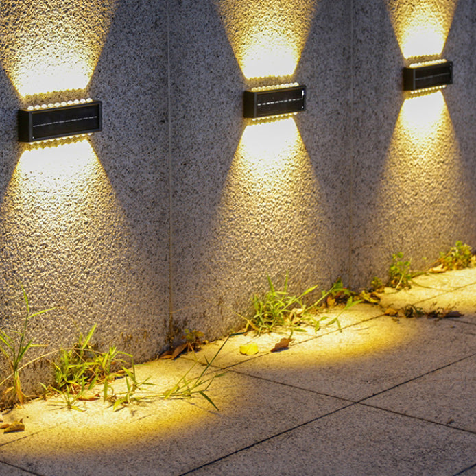 モダンでシンプルなソーラー防水長方形ABS PVC LED壁取り付け用燭台ランプ(屋外パティオ用)
