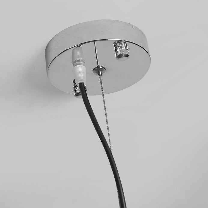 Contemporary Scandinavian Striped Semicircle Resin Shade 1-Light Pendant Light For Bedroom