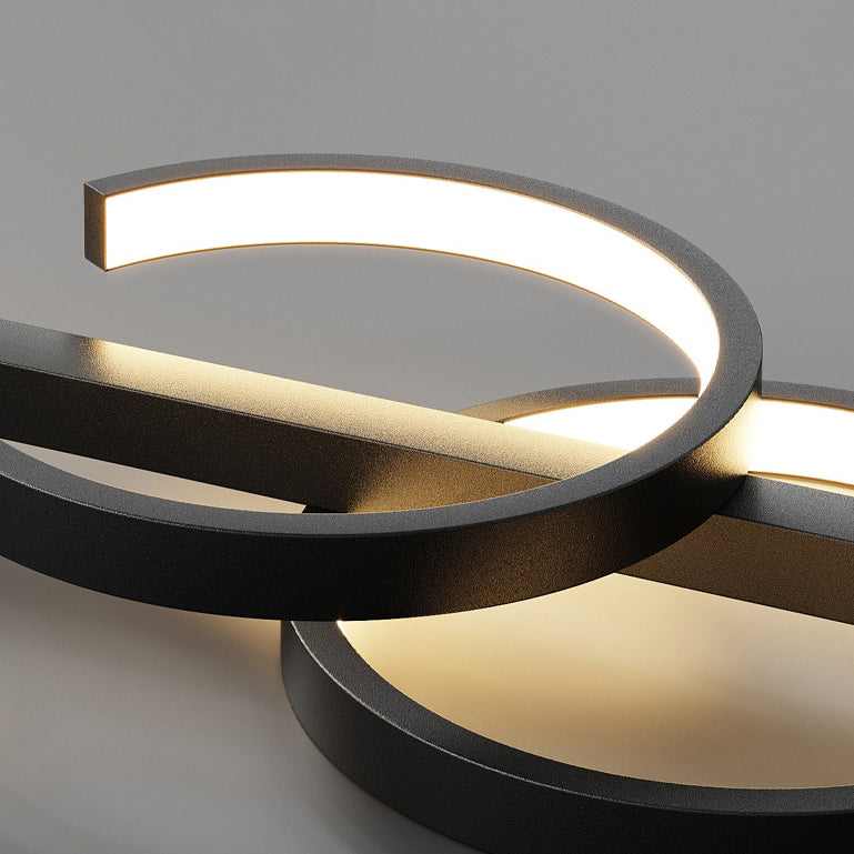 Modern Minimalist Wave Strip Line Iron Aluminum PC LED Island Light Chandeliers For Dining Room