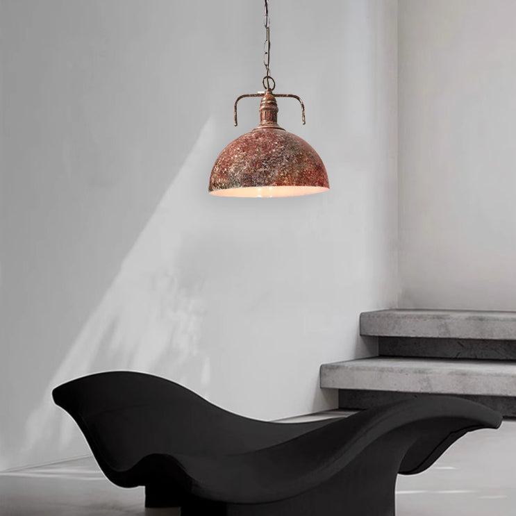 Contemporary Industrial Round Domed Iron 1-Light Pendant Light For Living Room