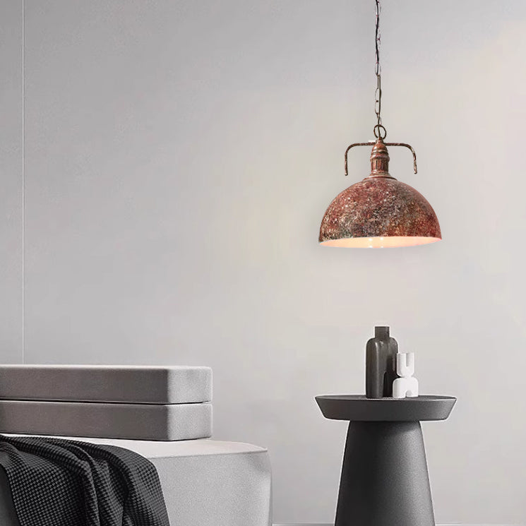 Contemporary Industrial Round Domed Iron 1-Light Pendant Light For Living Room