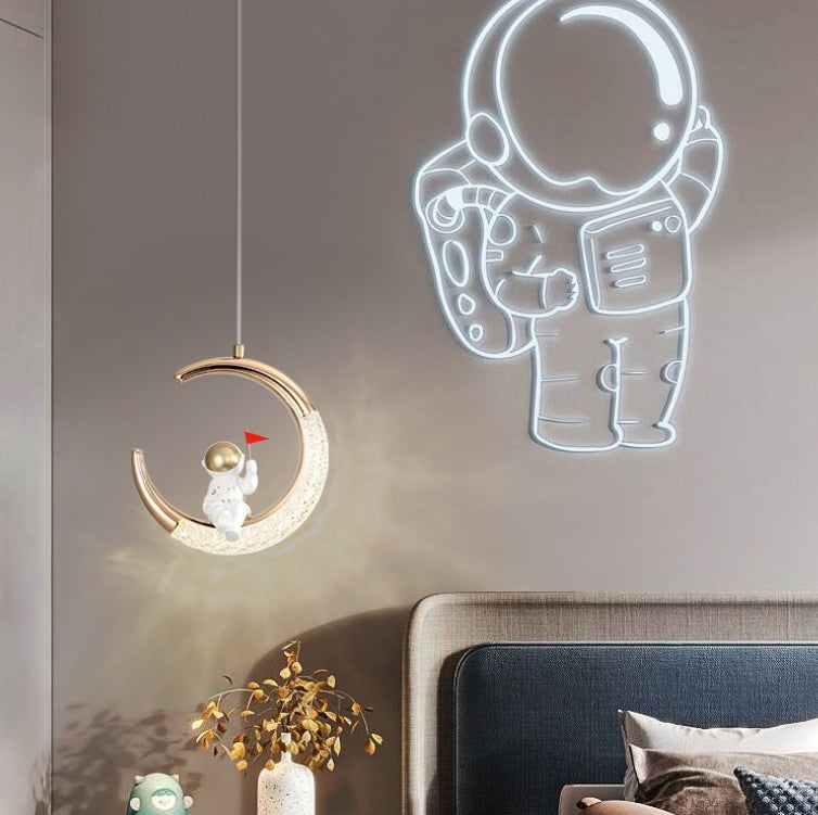 Modern Creative Astronaut Moon LED Kids Pendant Light