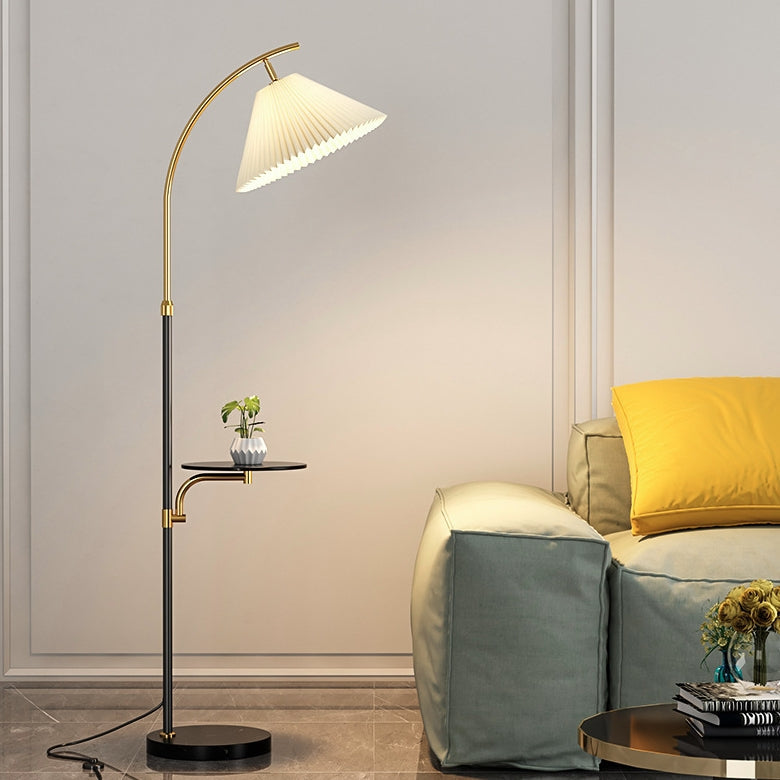 Modern Simplicity Pleated PVC Iron Pole 1-Light Standing Floor Lamp For Living Room