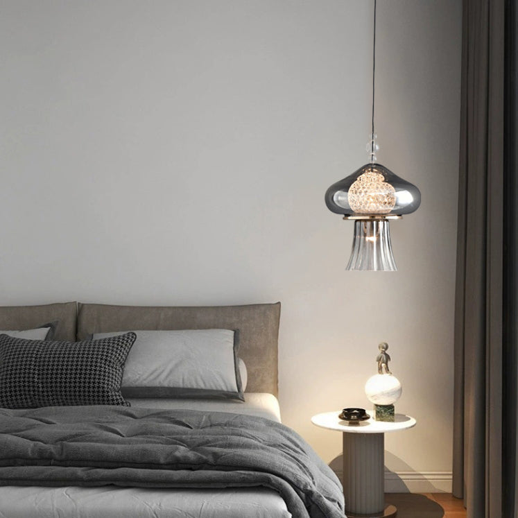 Contemporary Nordic Dome Jellyfish Liftable Acrylic Glass Lampshade LED Pendant Light For Dining Room