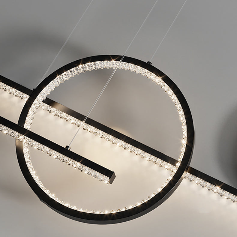 Contemporary Luxury Geometric Ring Glass Ball Shade LED Chandelier Island Light For Living Room