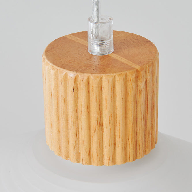 Japanese Simple Oval Glass Wood Island Light 1/3 Light Chandelier
