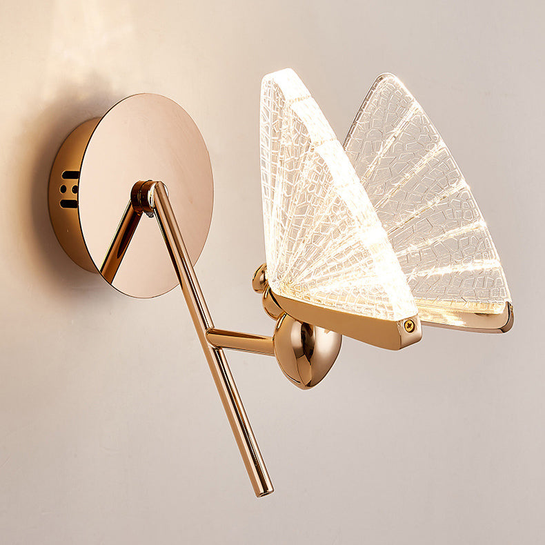 Modern Art Deco Zinc Alloy Butterfly Shape Acrylic LED Wall Sconce Lamp For Living Room