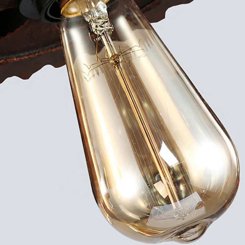 Traditional Vintage Iron Round Frame Gear Design 7-Light Chandelier For Living Room