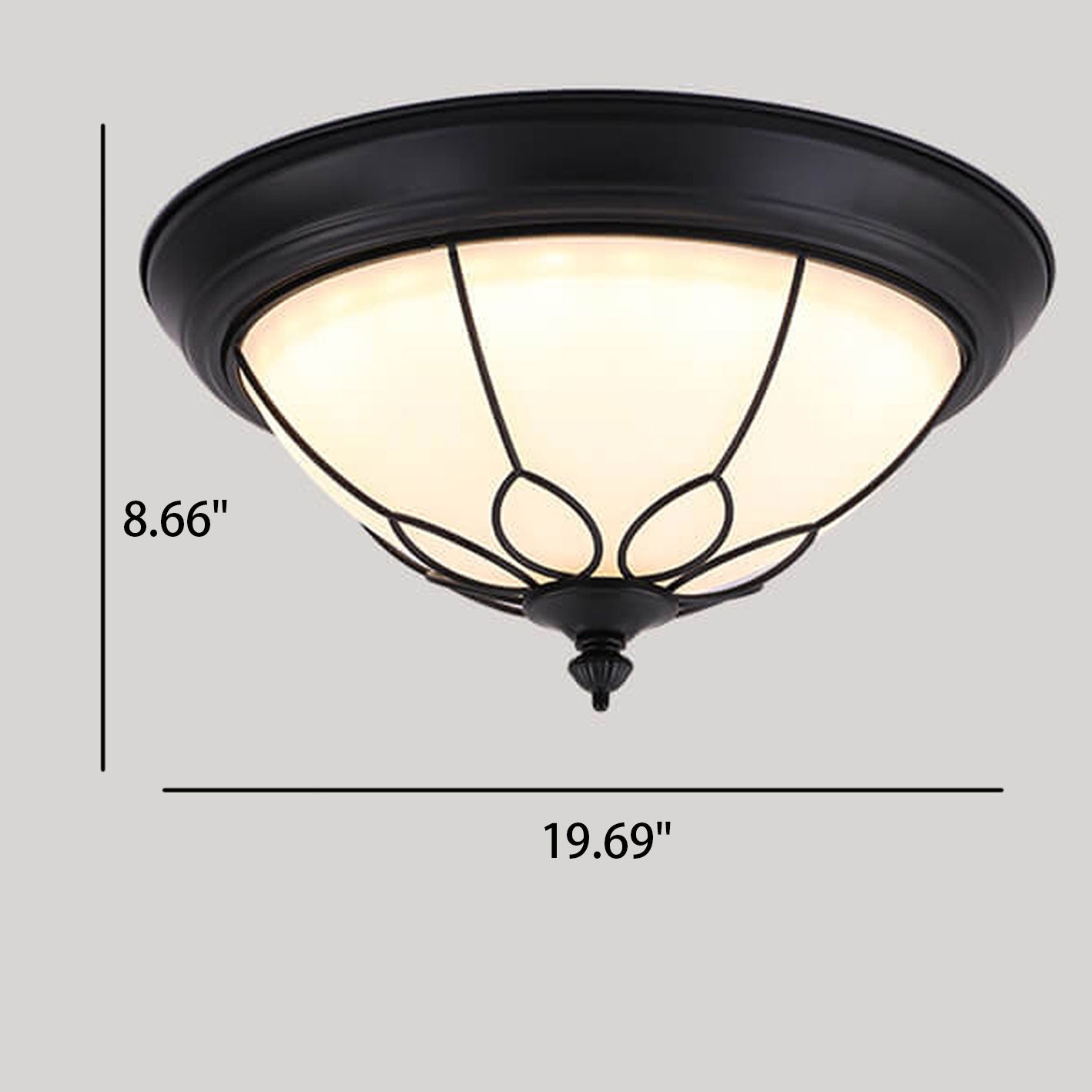 Vintage American Iron Frosted Glass Bowl LED Flush Mount Ceiling Light