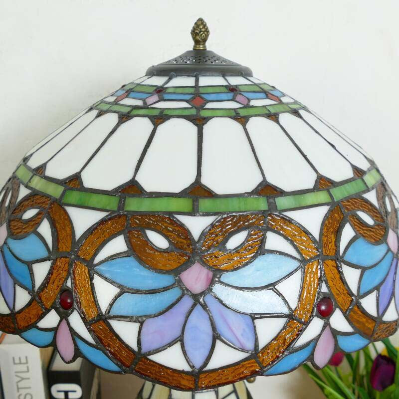 Traditional Tiffany Baroque Umbrella Resin Stained Glass 3-Light Table Lamp For Bedroom