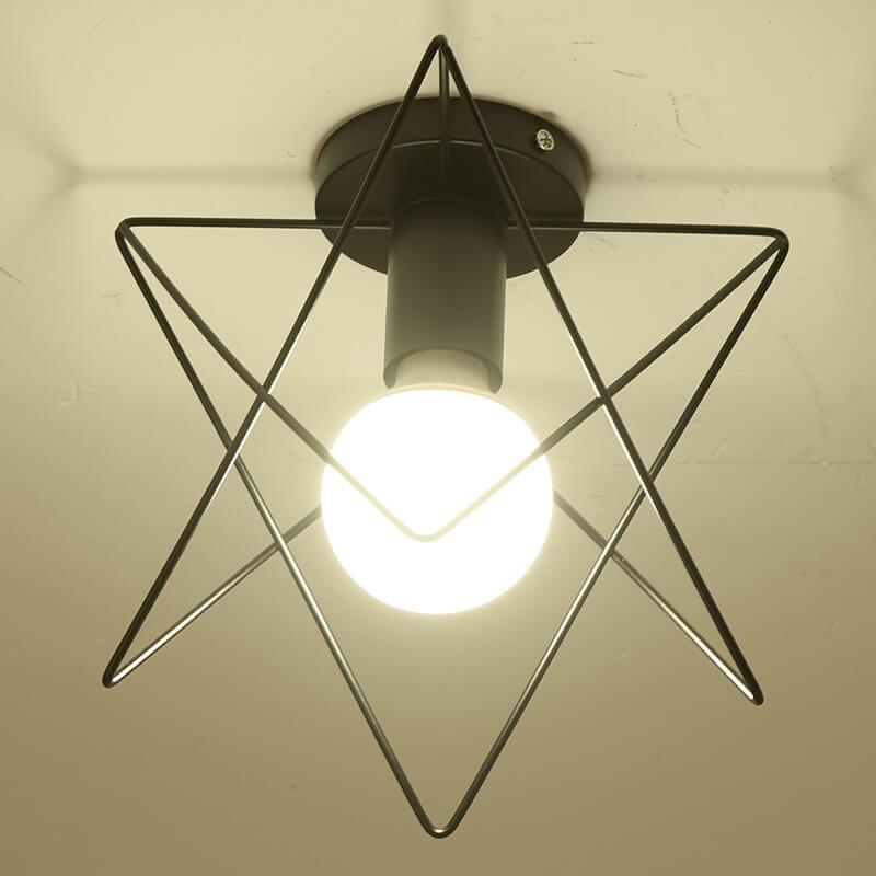 Wrought Iron 1-Light Star Shade Semi-Flush Mount Lighting