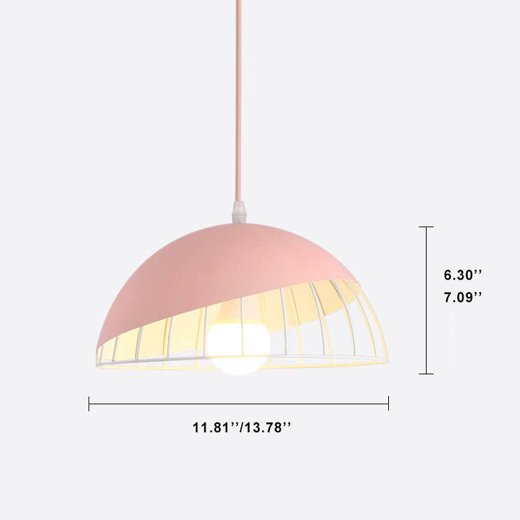 Nordic Macaron Aluminum 1-Light Wire Dome Cage Pendant Light