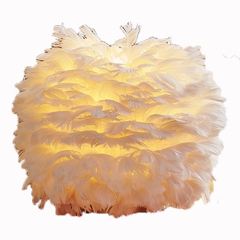 モダンなフェザー1灯ボール型テーブルランプ