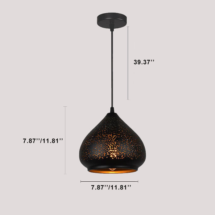 Vintage Etching Metal 1 Light Dome Pendant Light
