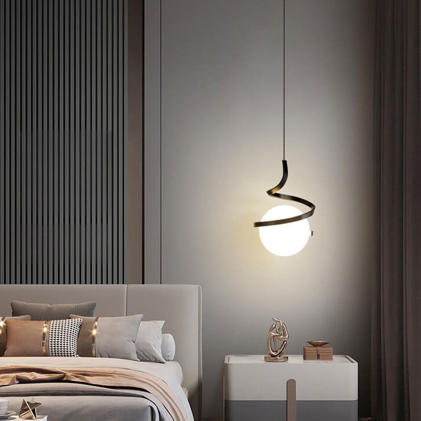 Modern Minimalist Wrought Iron LED Pendant Light