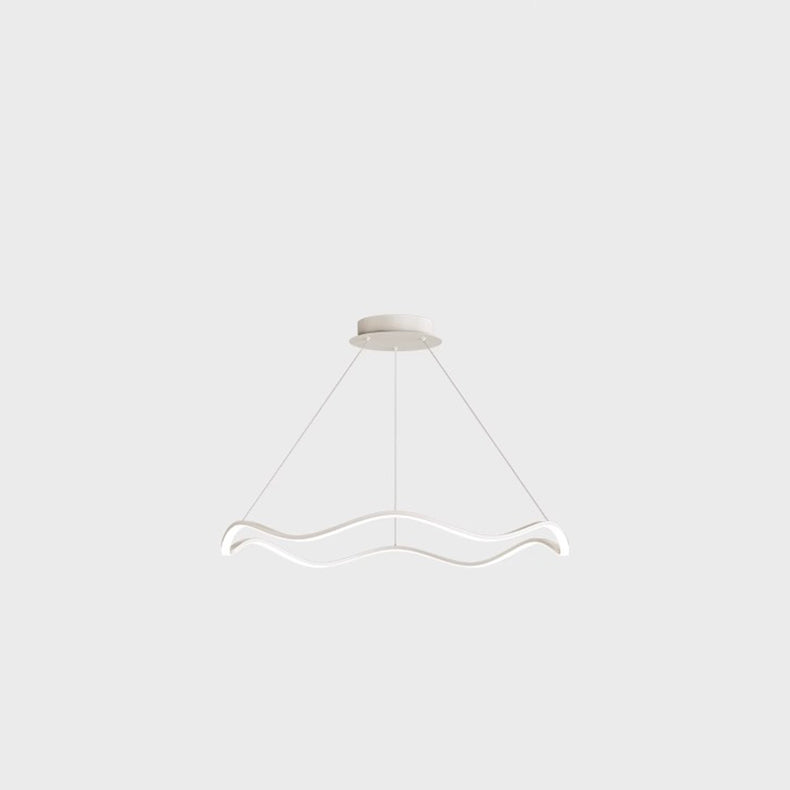 Contemporary Nordic Iron Aluminum Silica Round Wave LED Chandelier For Dining Room