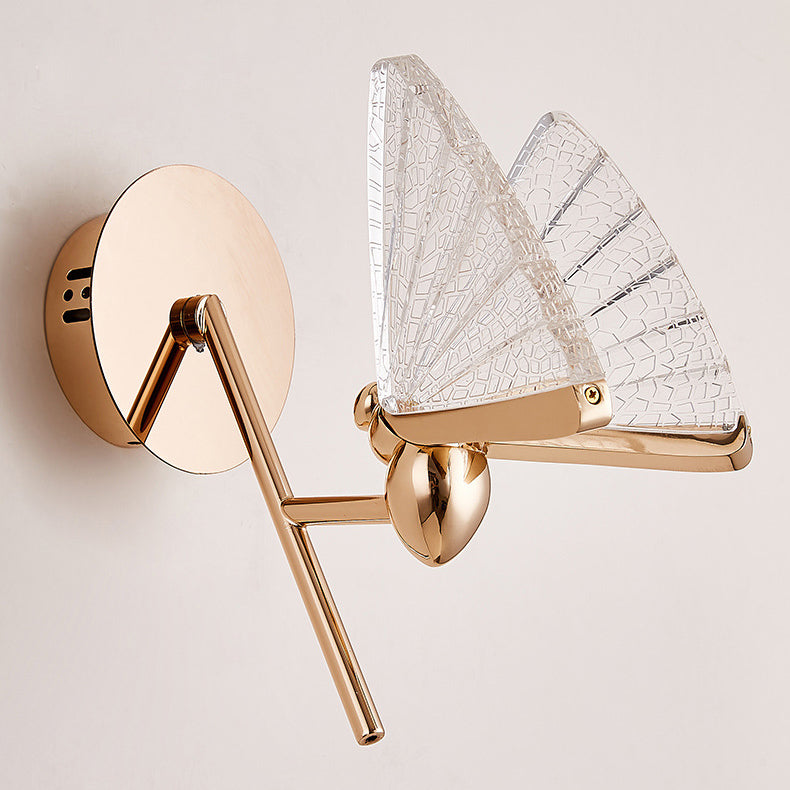 Modern Art Deco Zinc Alloy Butterfly Shape Acrylic LED Wall Sconce Lamp For Living Room