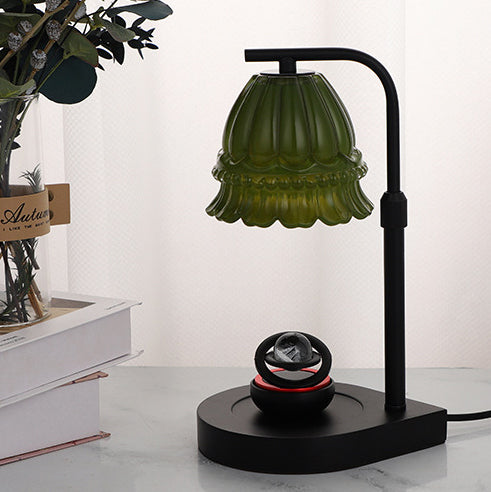 Modern Art Deco Flower Type Wooden Glass 1-Light Melting Wax Table Lamp For Bedroom