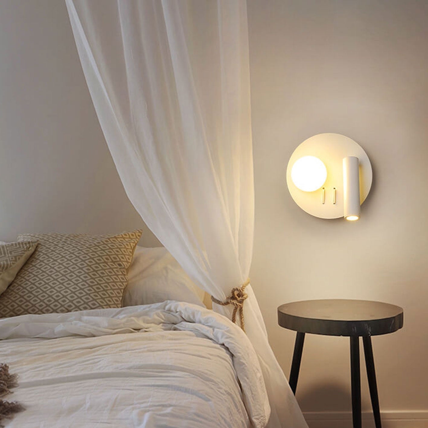 مصباح حائطي LED للقراءة مصنوع من الحديد الأكريليكي دائري/مربع بتصميم بسيط على الطراز الاسكندنافي