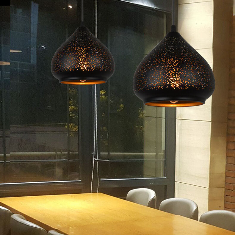 Vintage Etching Metal 1 Light Dome Pendant Light