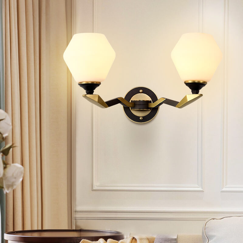 Geometric Shade 1-Light Armed Sconce Lamp
