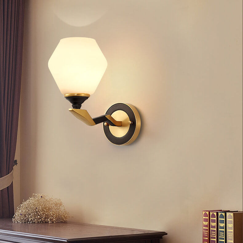 Geometric Shade 1-Light Armed Sconce Lamp