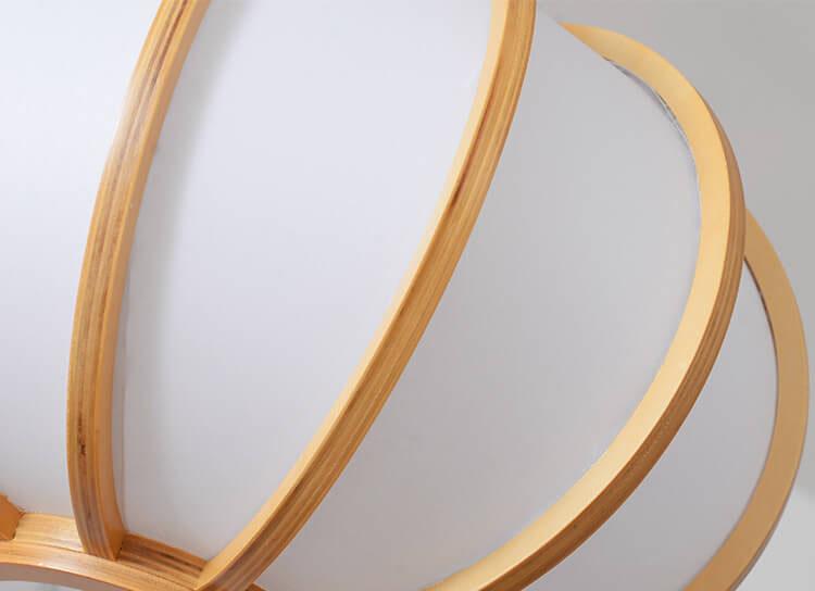 مصباح معلق خشبي حديث على شكل قرع ياباني، لون بيج، مزود بمصباح واحد