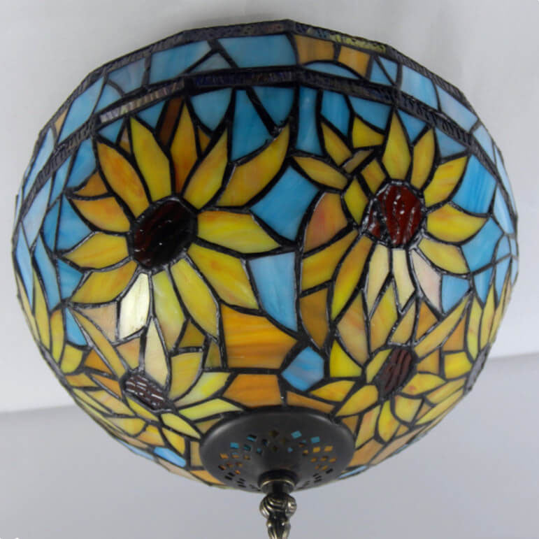 European Vintage Tiffany 2-Light Flush Mount Lighting