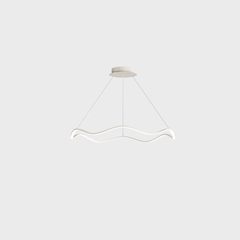 Contemporary Nordic Iron Aluminum Silica Round Wave LED Chandelier For Dining Room