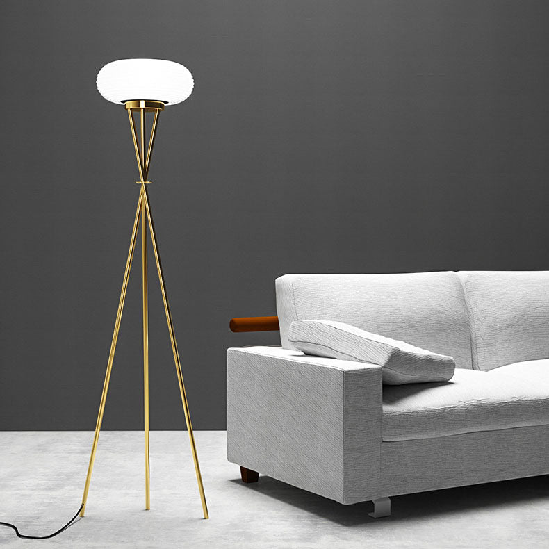 Modern Minimalist Round Tripod Iron Acrylic LED Standing Floor Lamp For Living Room