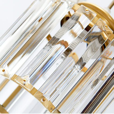 Modern Prismatic Crystal Cylindrical 6-Light Stairway Chandeliers