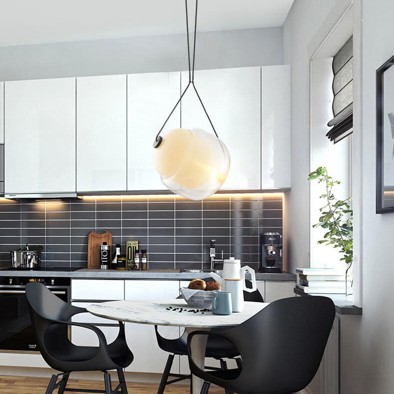 مصباح معلق بيضاوي الشكل من الزجاج الماكرون النوردي، مزود بمصباح واحد