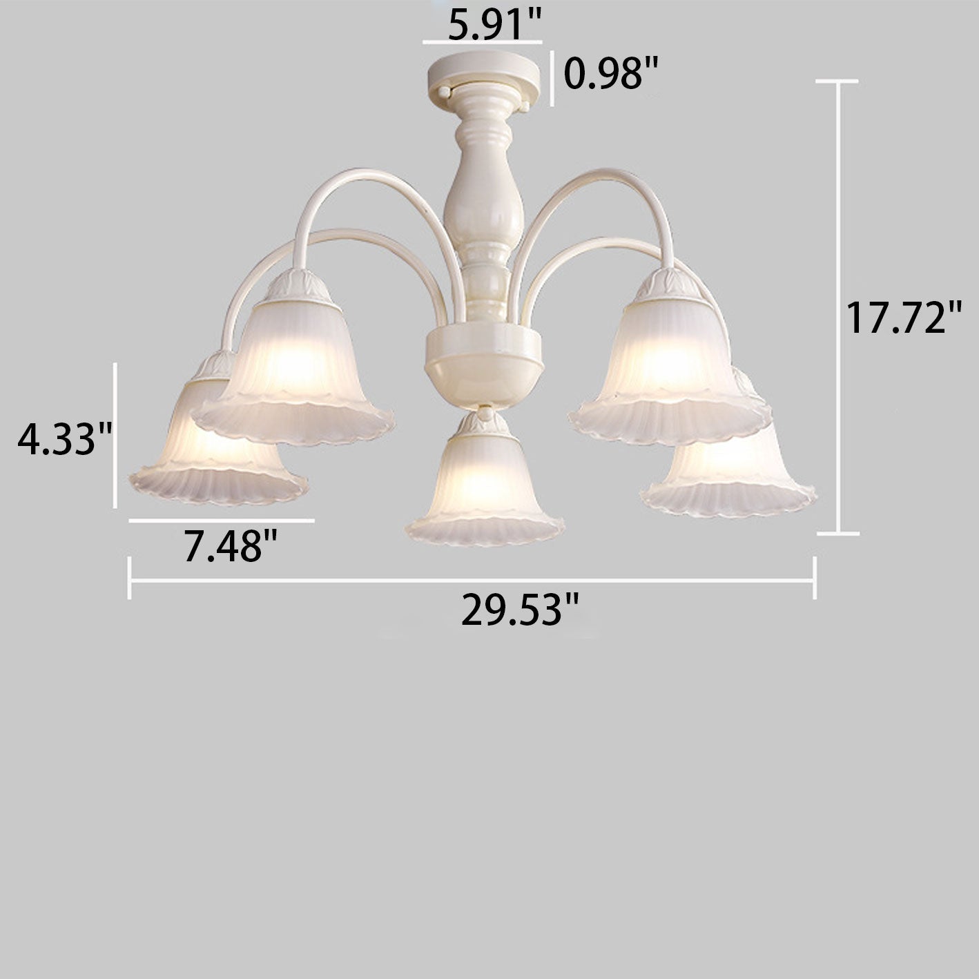 French Vintage Iron Glass 3/4/5/6/8-Light Island Light Chandelier