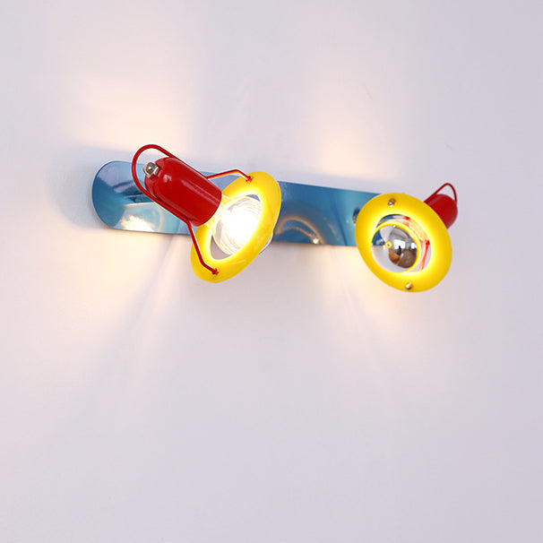Contemporary Creative Childlike Colorful Geometric Iron 2-Light Mirror Front Wall Sconce Lamp For Bedroom