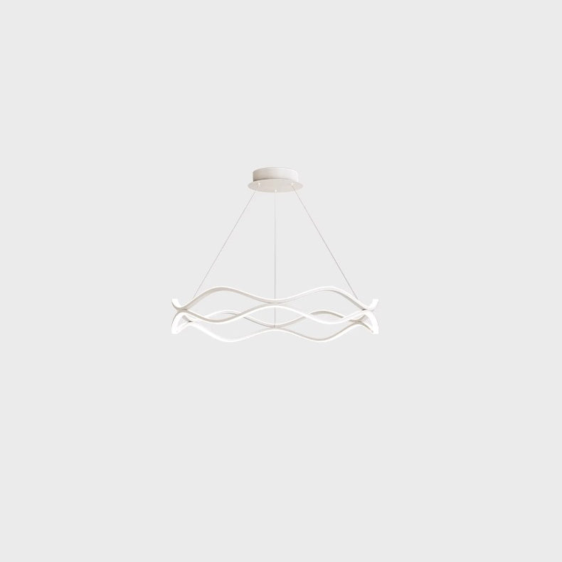 Contemporary Nordic Iron Aluminum Silica Round Wave LED Chandelier For Dining Room